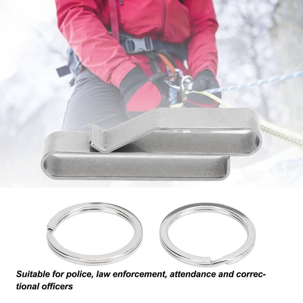 Belt Key Holder Stainless Steel Compact Quick Release Belt Key Clip with Key Ring for Police Law Enforcement Silver