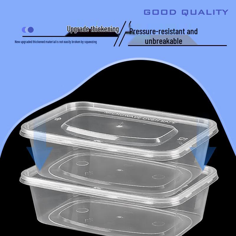 Weibo 450ml Disposable Rectangular Lunch Boxes with Lids, 300 Sets