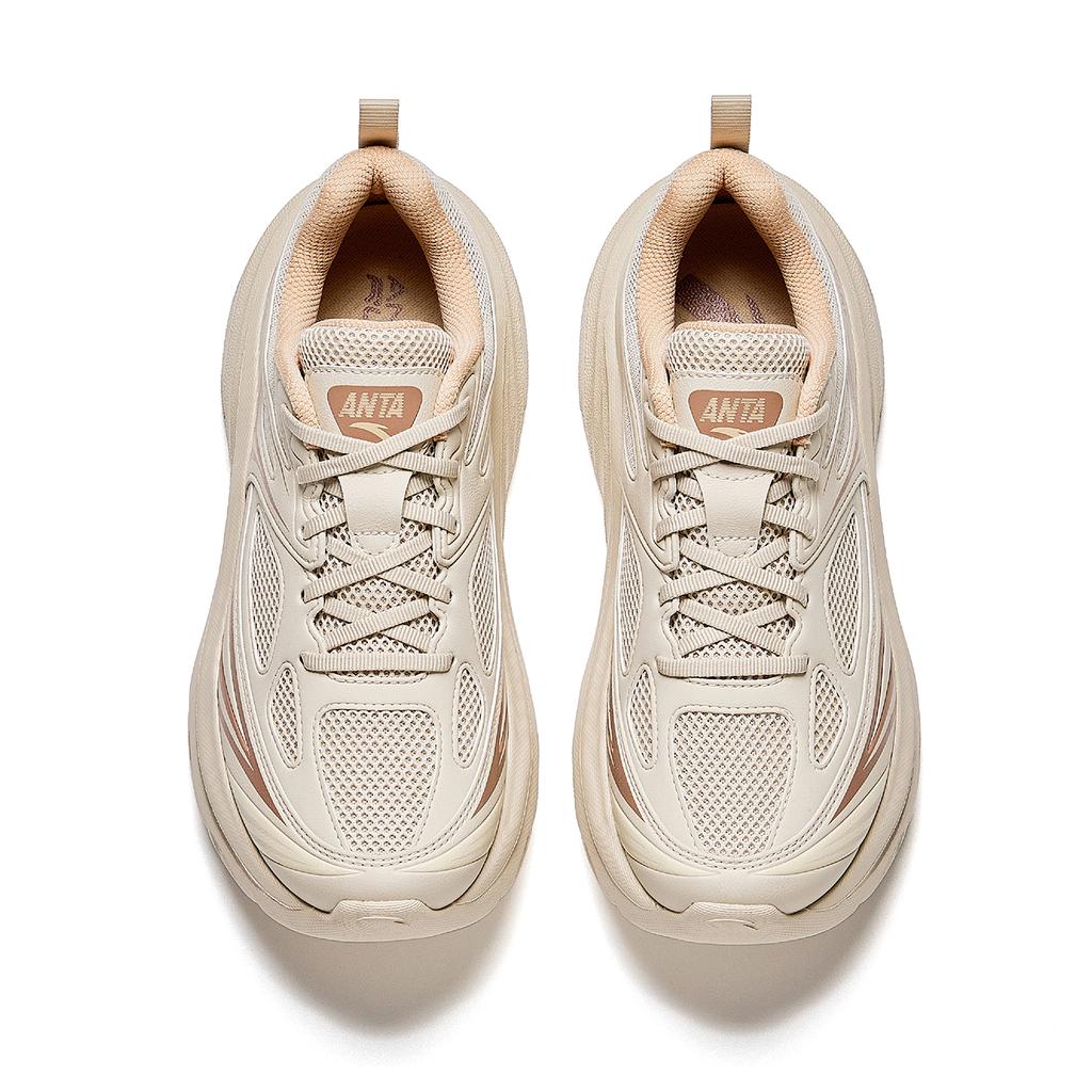 Anta Lingguang Fabric Synthetic Leather Breathable Non-Slip Casual Fashion Trend Women sneaker White Chalk 922545521-3