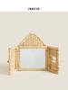 Rattan Hut Shaped Mirror with Souvenir Bedroom Wall Mounted Mirror