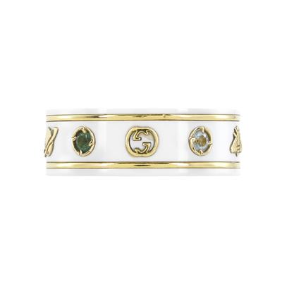 Anel Ícone Planeta Abelha Estrela Padrão G Duplo Encaixado Brilhante Ouro 18K Pedra Artificial Anel Unissex Branco 527095-J8F76-8521