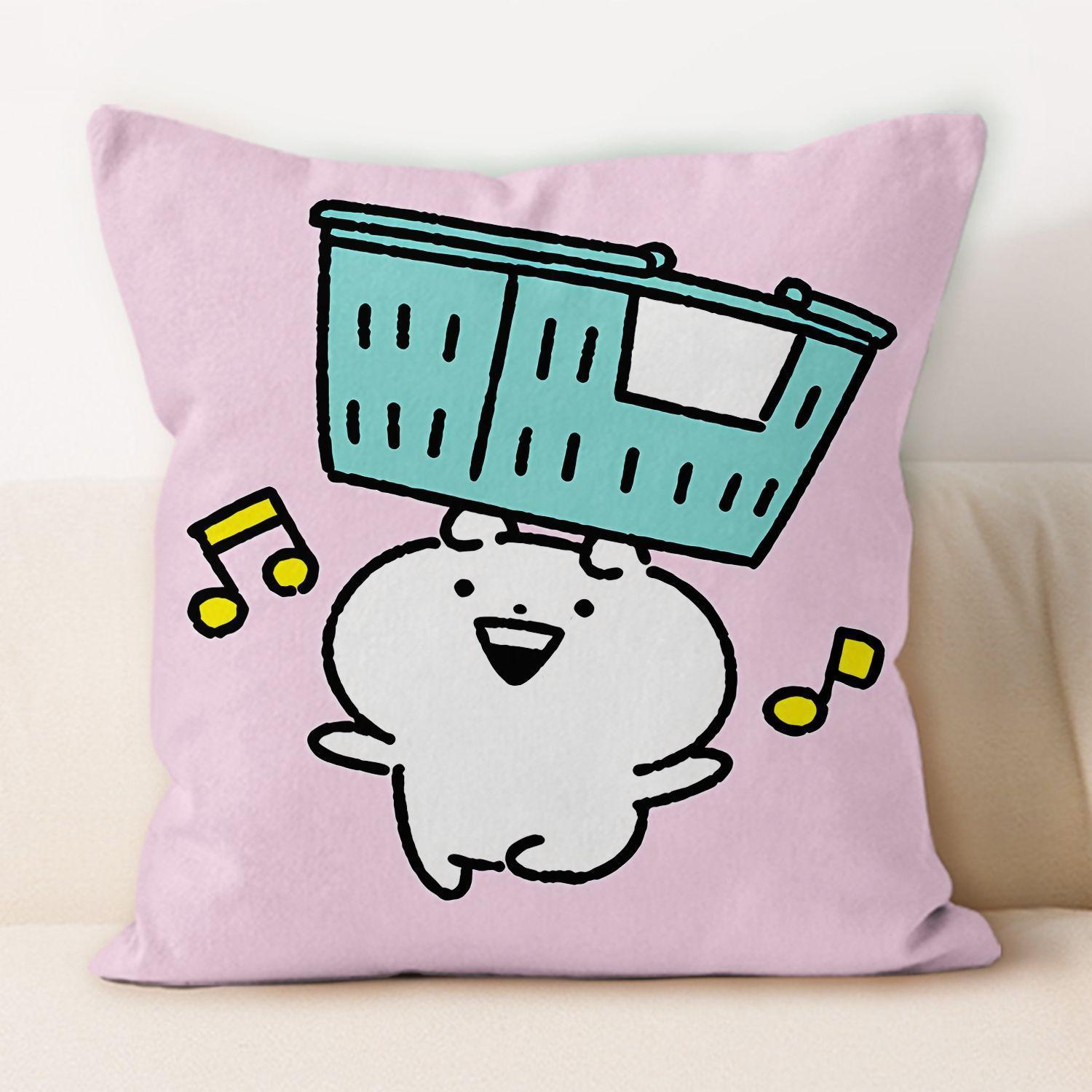 

Happy Bunny Pillow Modern Simple Home Decoration Cushion Car Backrest Square Pillow linen-45x45cm double-sided [without pillow core]