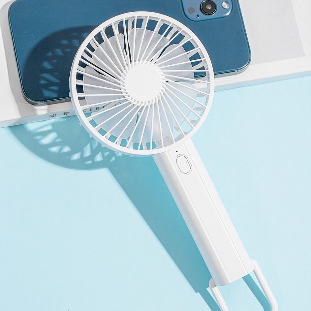 (Baby Blue) F35 Powerful Handheld Fan 1200mAh 3 Speed Desk Fan with Hanging Hole Rechargeable Cooling Fan