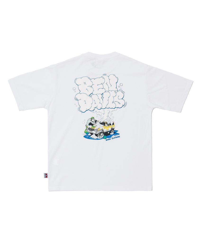 BEN DAVIS White Label Washing A Car Tee White