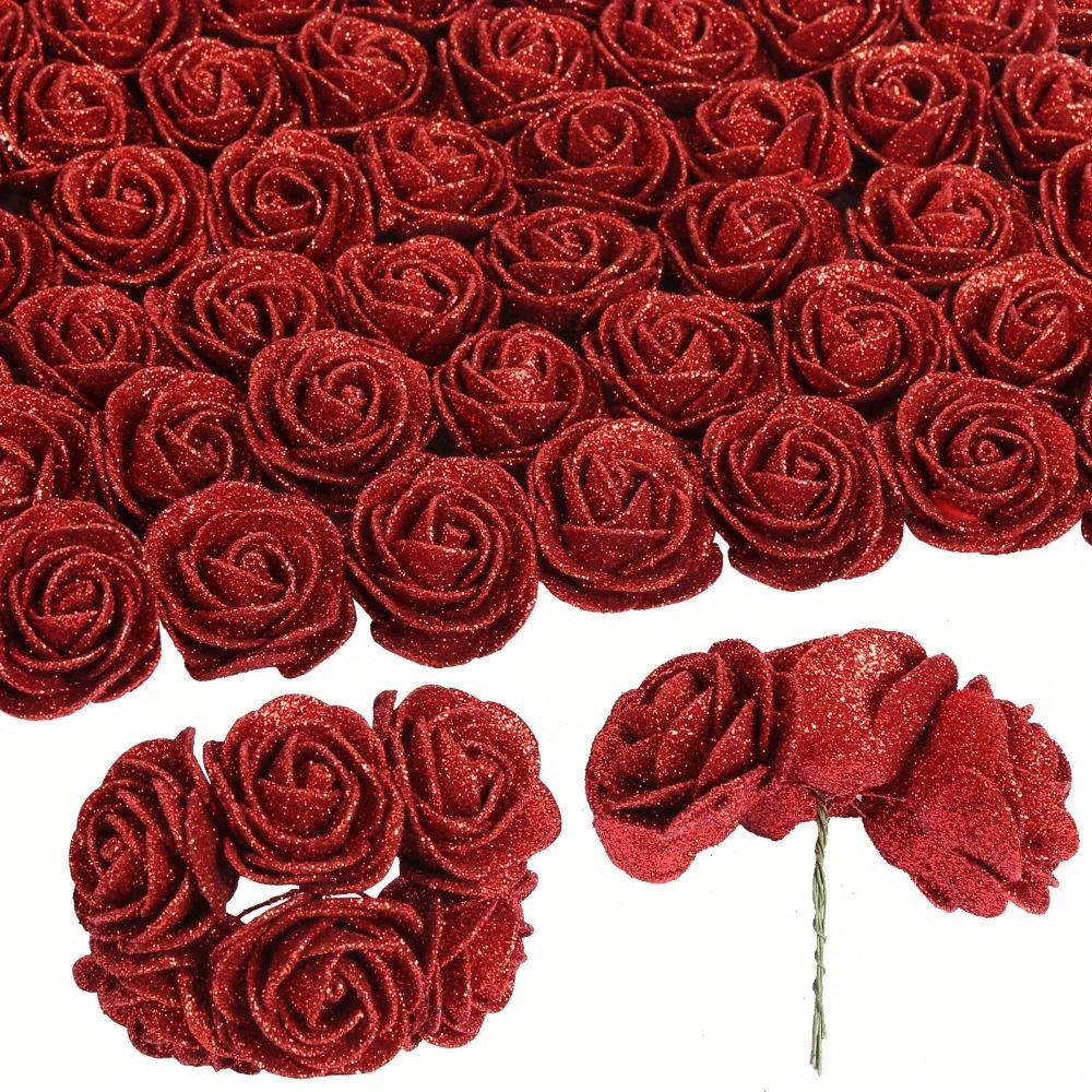 120 ks 4,5 cm Umělé květiny Pěnové třpytivé růže Třpytivá pěnová růže se stonky pro DIY Svatba Domov Párty Valentýn Den matek