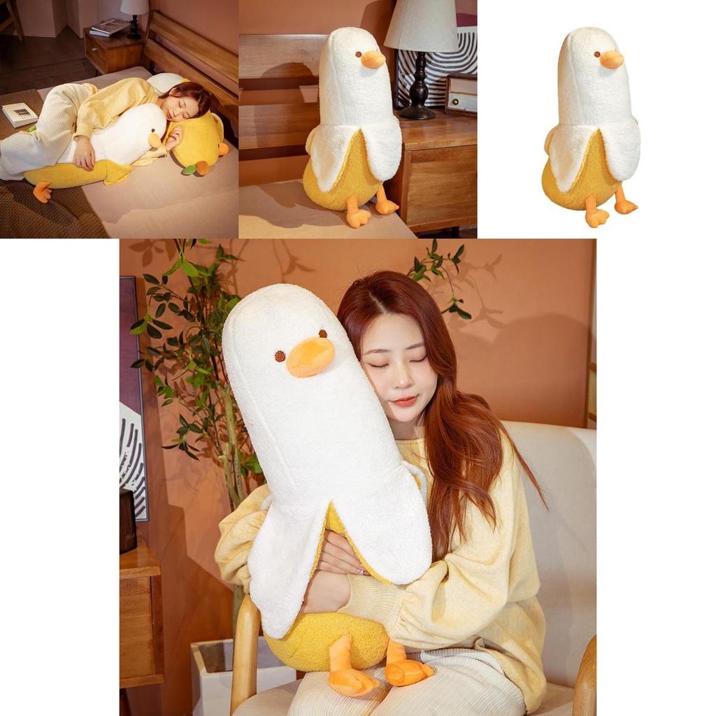 Adorabile Anatra Banana Gialla/bianca Peluche Giocattolo Cuscino da Abbracciare