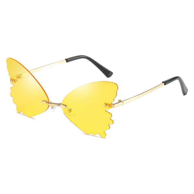 Gafas de Sol Vintage sin Montura Forma de Mariposa Streetwear Mujer Lujo Divertido Rosa Gafas de Sol Tonos UV400 2026 Marca Diseñador SG031