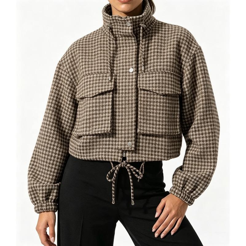 PEYWOW Damen Vintage Casual Einfarbig Druck Herbst Winter Langarm Jacken & Mäntel