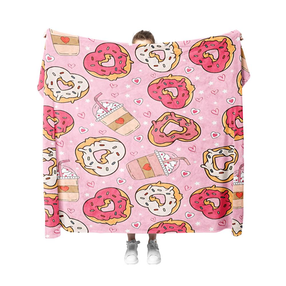 Sweet Donuts & Coffee Printed Blanket Soft & Warm Throw for Kids Bedding Sofa Cover Easy To Clean and Maintain Elevate Space