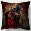 Festive Friesian Horse Christmas Pillow Cover - 45, 72x45, 72cm, Soft Short Plush, Single-Sided Print, Zip Closure, Polyester, Hand Wash Only, Ideal F
