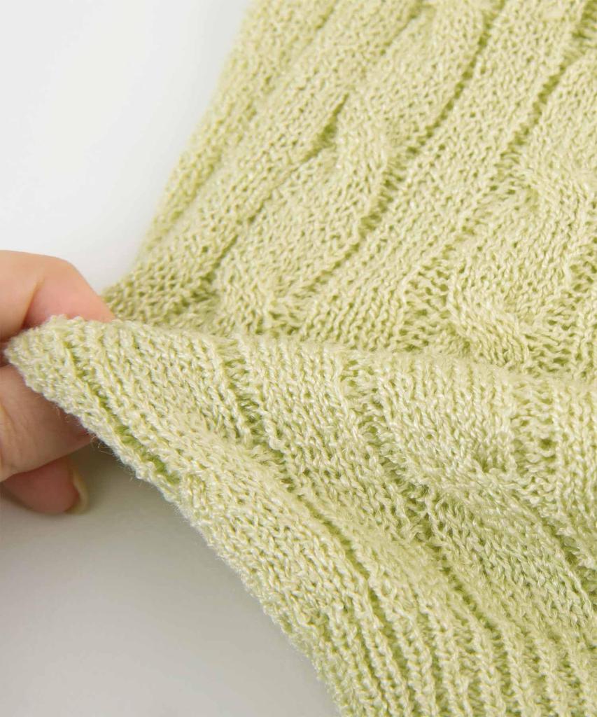 Titibait Half Sleeve Cable Knit ADW19092 Free Pink Women's
