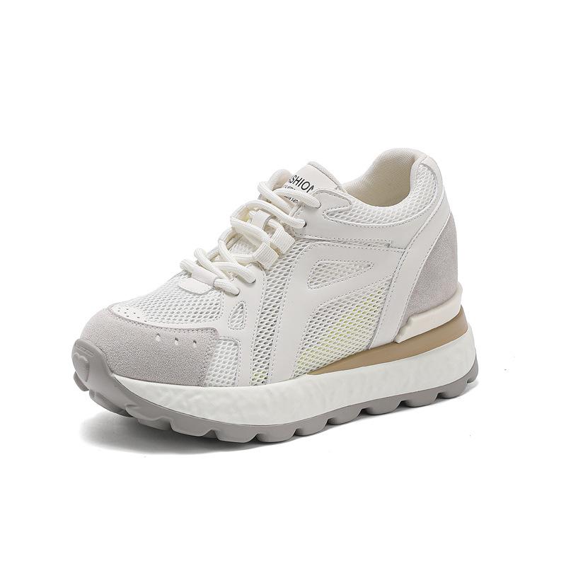 

Thick-soled heightening dad shoes for women 2025 autumn new breathable mesh Forrest Gump sports shoes casual versatile Internet celebrity explosion 34 бежевый