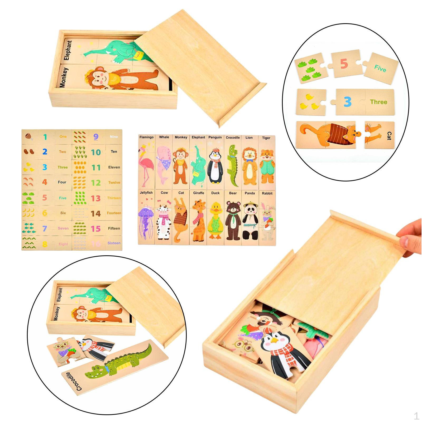Деревянная игрушка-пазл, Детская развивающая игрушка, Сортировочная доска для сопоставления, Игра с животными и цифрами