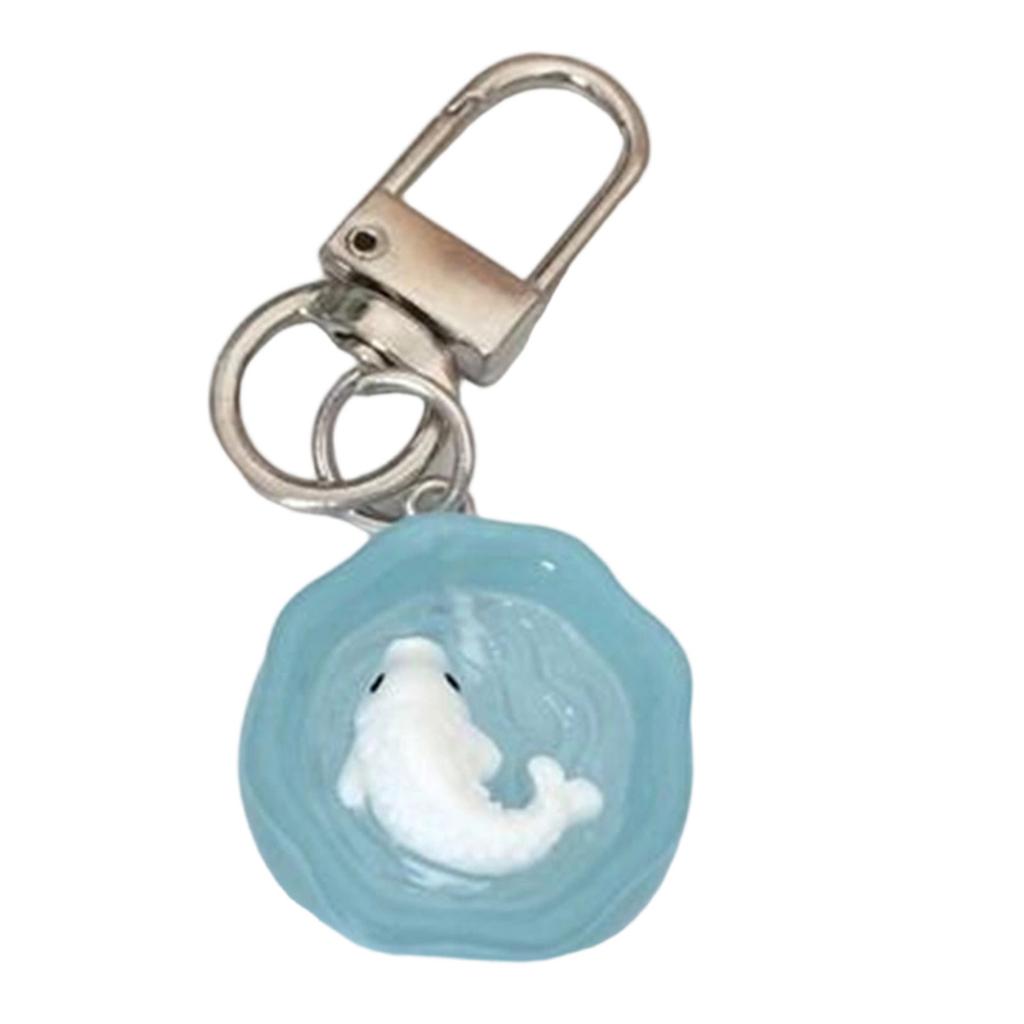 Adorable Glowing Aquarium Keychain Resin Art Keyring For School Supplies Gift Night Light Fishbowl Key Chain