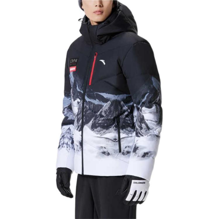ANTA Down Jackets Men's Snowflake White/All Over Print Hooded Moderate Other 152347945-1