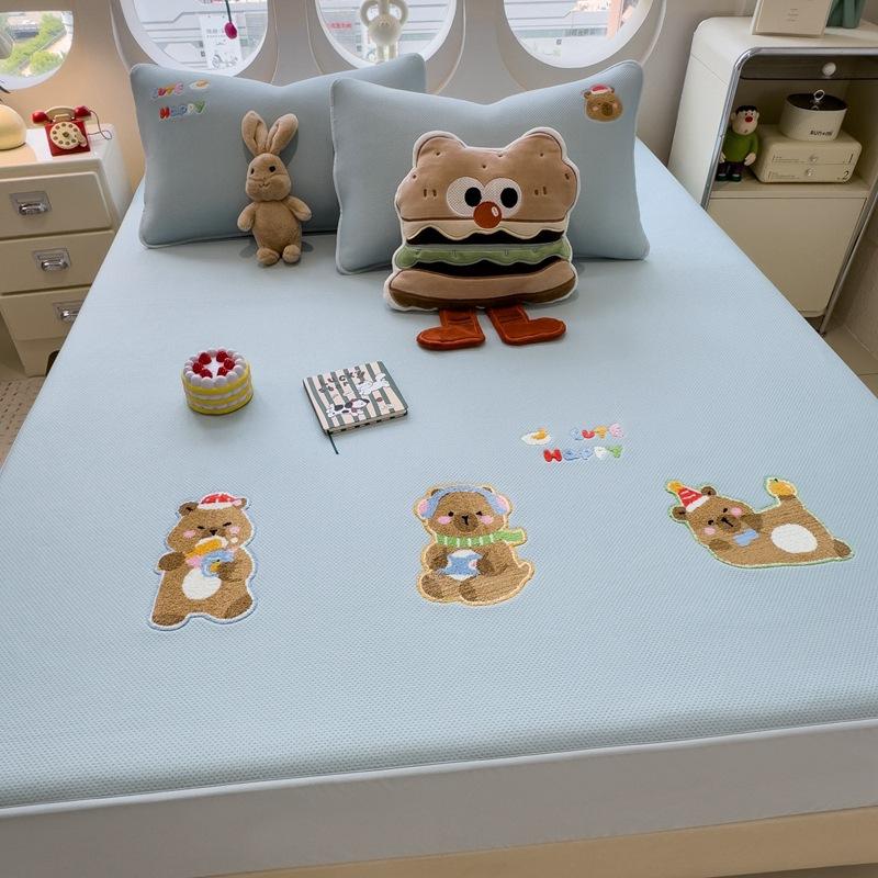 Class A Colored Velvet Cotton Towel Embroidered Padded Mattress 3Pcs Single-Piece All-Inclusive Mattress Cover Simmons Mattress Cover