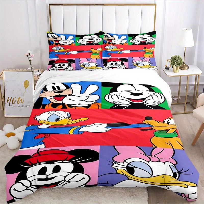 3pcs Mickey, Minnie Printed Bedding Set, Breathable And Soft, Machine Washable, Christmas Gift, Suitable for Bedroom Decoration, 087