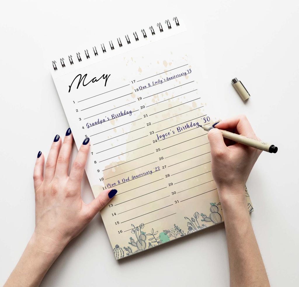 Inkdotpot Cactus Perpetual Calendar, Important Dates To Remember- 6x9 Monthly and Daily  Journal for Special Days