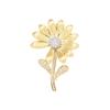 New Korean version of stone-inlaid gold brushed craftsmanship daisy brooch temperament niche bouquet pin coat accessories men and women