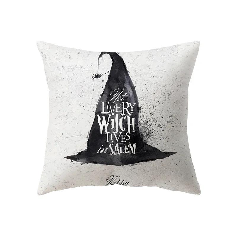 Halloween Theme Horror Pumpkin Bat Print Pattern Cushion Cover Home Living Room Sofa Decoration Polyester Pillow