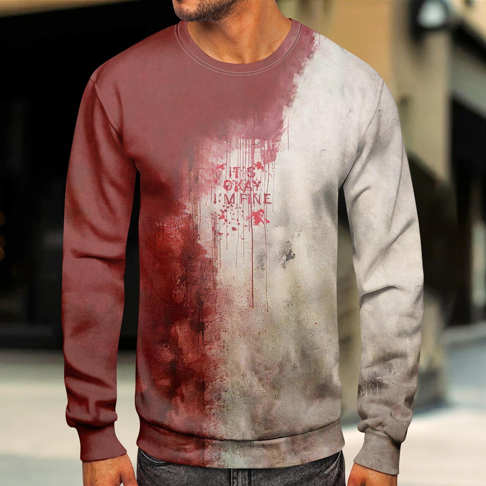 

Мужская толстовка с принтом на открытом воздухе, свободная с длинными рукавами и этническим принтом M хаки