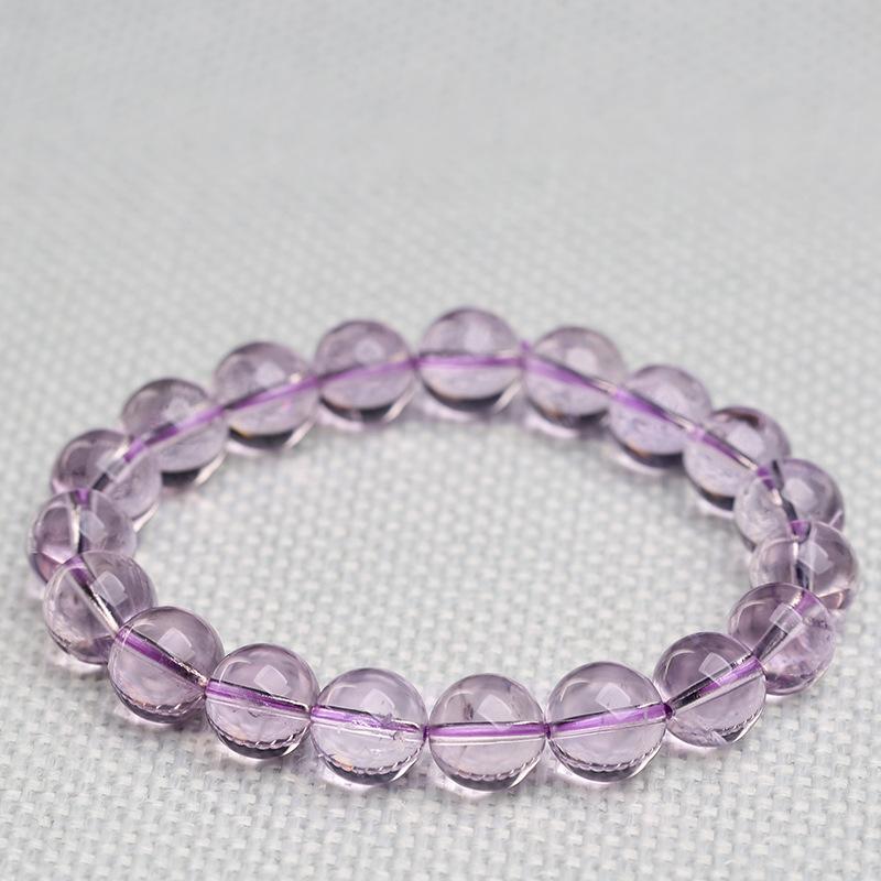 Hongchu Crystal Natural Bolivian Amethyst Bracelet Ice-clear Mirror-finish Light Amethyst Bead Bracelet