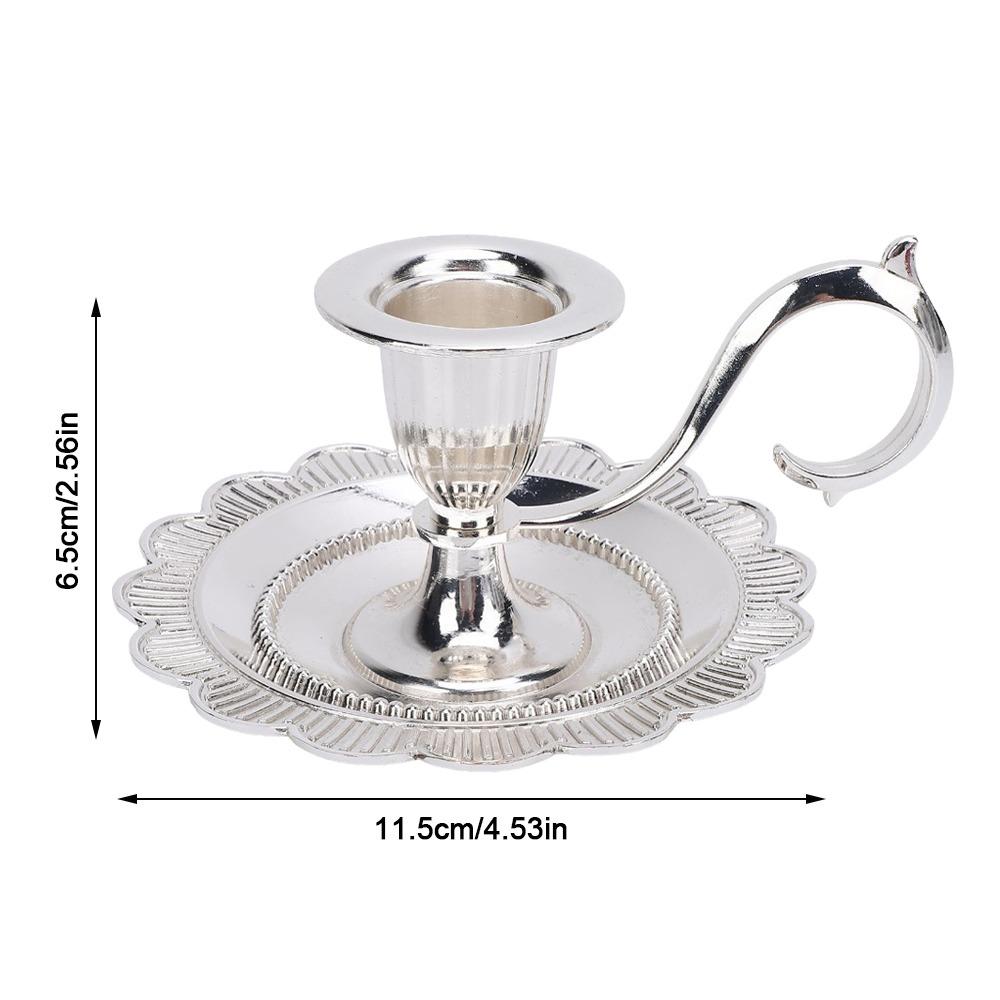 Zinc Alloy Taper Candle Holder Drip Catcher Tray Handheld Candle Stand Home Decoration