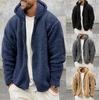 Jachetă cu glugă din fleece pentru bărbați cu fermoar, palton pulover casual în bleumarin, negru, gri, kaki