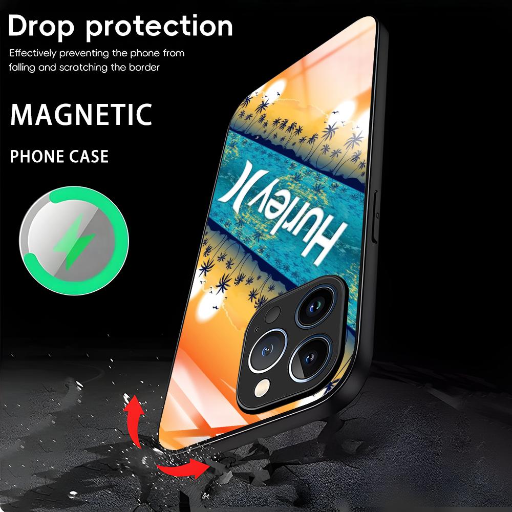Hot Brand Hurley Phone Case For iPhone 17 air 16 e 15 14 13 12 11 Plus Mini Pro Max Glass Magnetic Case