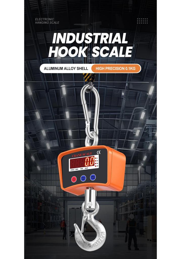 500kg/1t LED Crane Scale - Digital Hanging Hook Scale for Lifting
