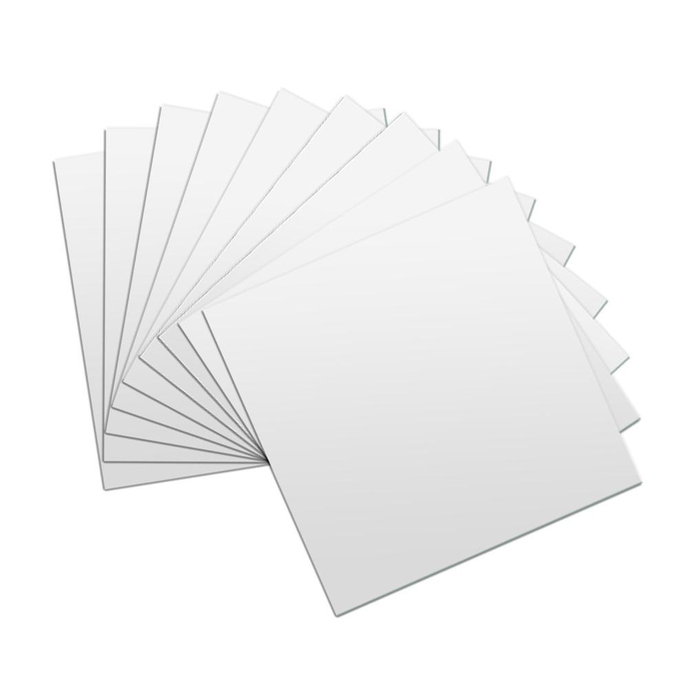 9PCS Silver DIY Mirror Tiles Square Decorative Mirror Sticker Mirror Wall Stickers  Bathroom