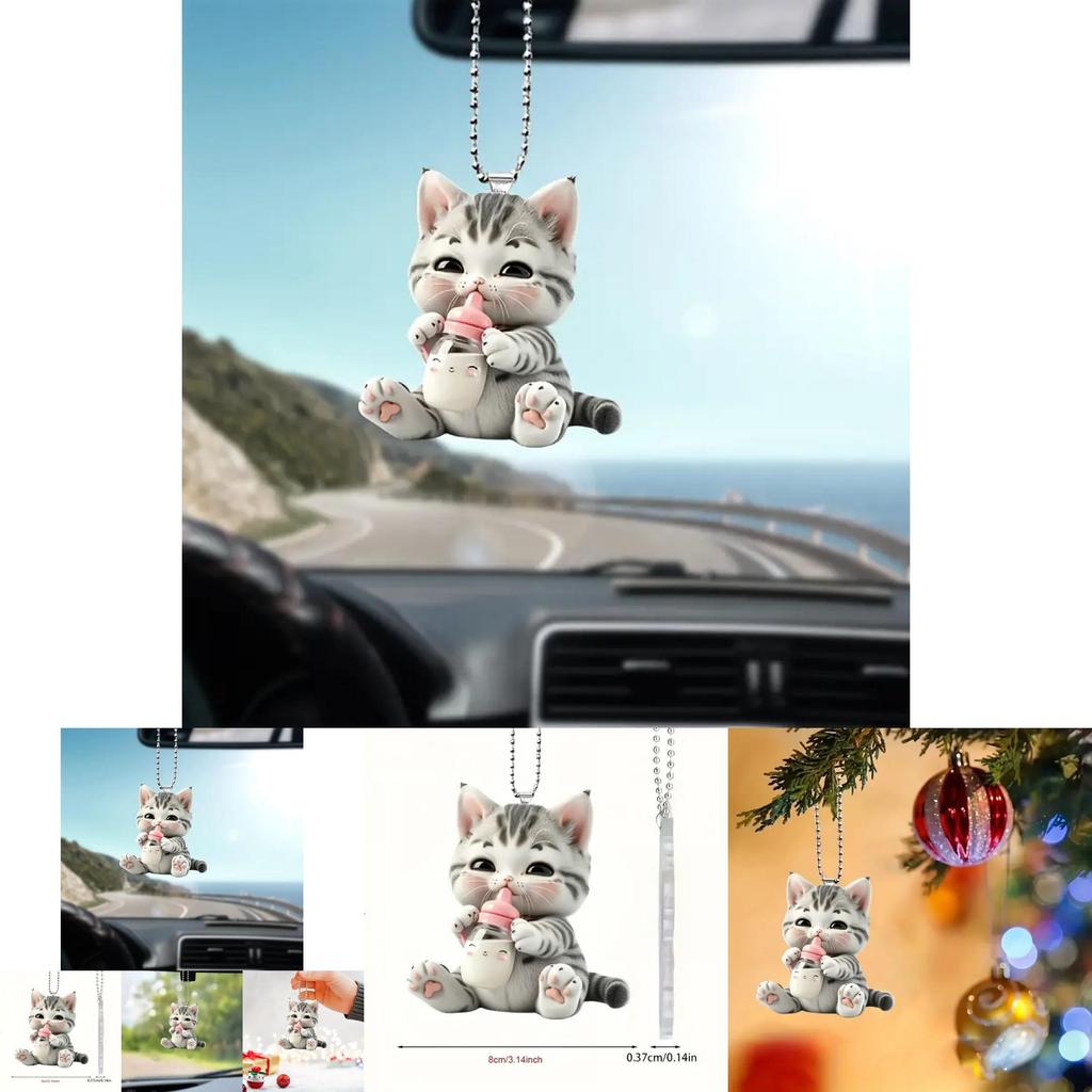 Adorable Acrylic Cat Car Decoration Hanging Pendant For Stylish Interior Decor