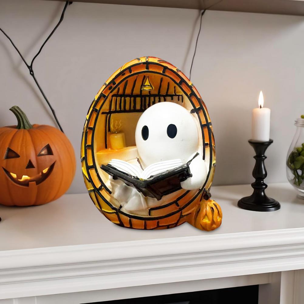 Ghost Night Light for Halloween Haunted House Ghost Ornament Tabletop Lamp for Halloween Party or Bedroom Decor