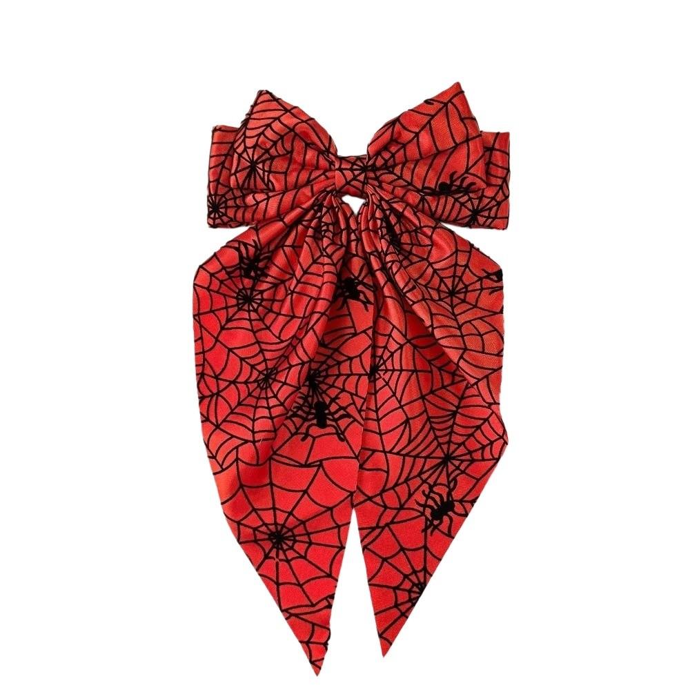 Gothic Spider Web Hair Bow Spring Clip Halloween Scrunchie Fashion Pumpkin Hair Clip Cosplay