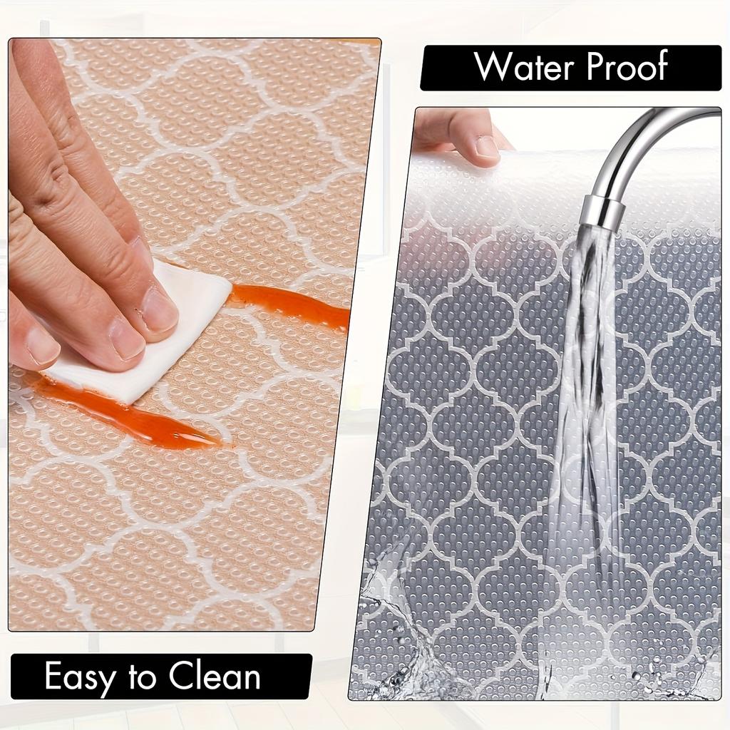 1 Roll Waterproof Non-Stick Kitchen Cabinet & Drawer Liners - Heavy-Duty EVA Shelf Pads, Easy-to-Cut Anti-Slip, Scratchproof