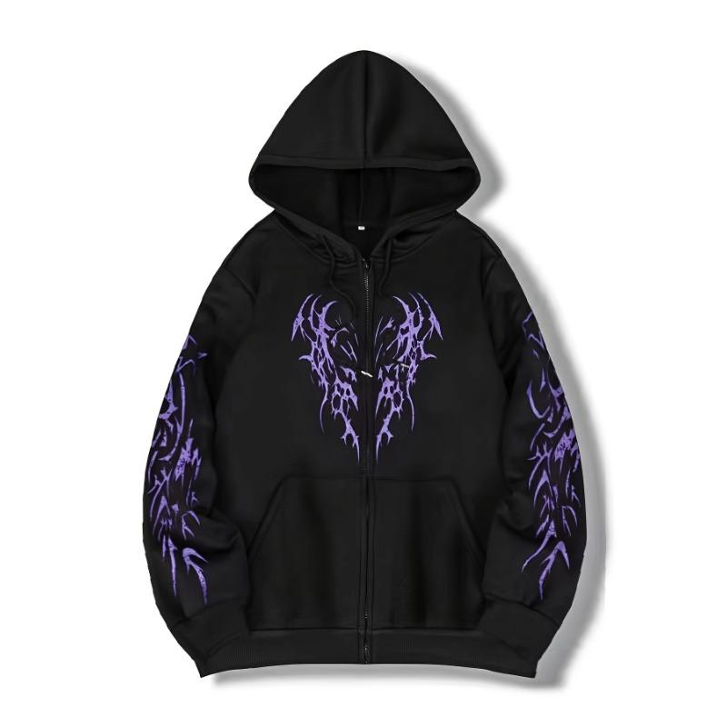 Herbst und Winter Neu Herren Modisch und Trendig Lässiger Hoodie Reißverschluss Jacke Y2K Bedrucktes Muster Lässig Retro Street Style Oberteil
