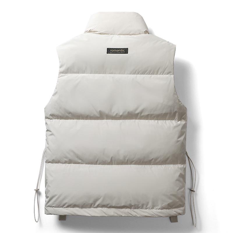 Men's Korean Style Stand Collar Duck Down Vest - Winter Solid Color Sleeveless Jacket