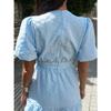 French V-neck Elegant Coffee Break Dress For Women With Hollow Design