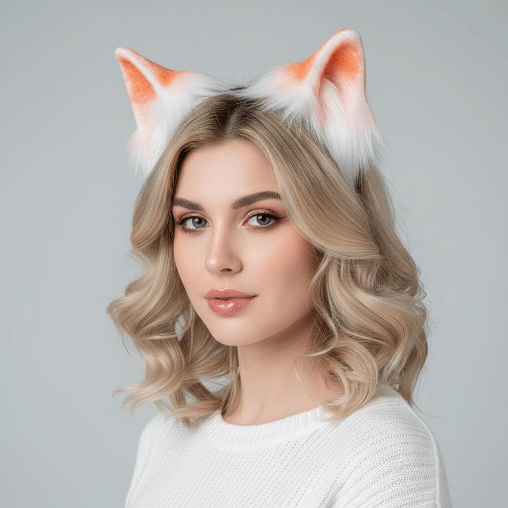 Flexible Cosplay Ears Hair Hoop Gradient Color Handmade Animal Headband Festival Gifting