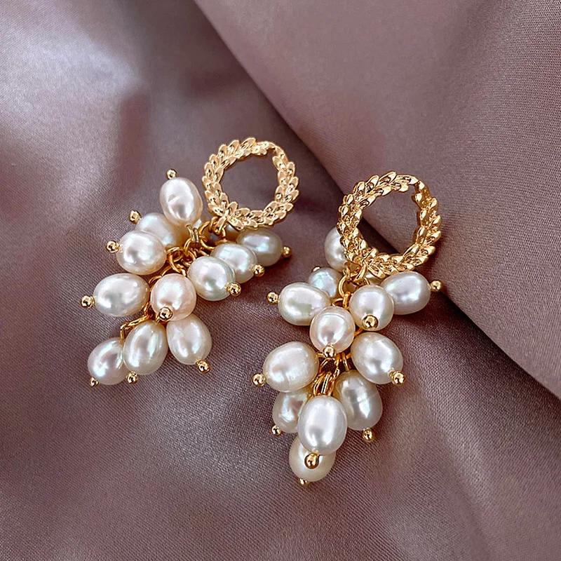 

Trend Imulation Pearl Drop Earrings Female Moon Star Flower Rhinestone Wedding Pendant Earrings Fashion Korean Jewelry Earrings бронзовый