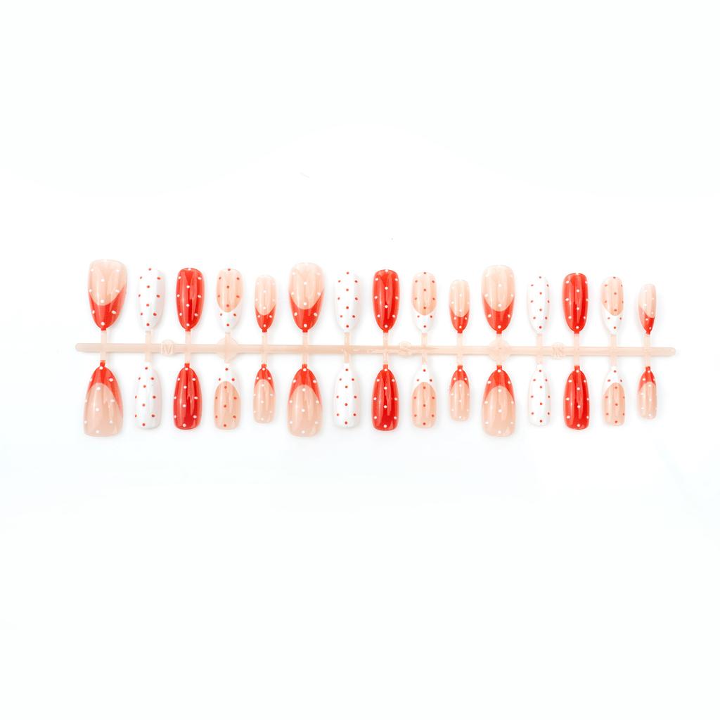 Candy color polka dots European and American wearing nail short almond nail nail nail piece Wearable fake nail nail piece