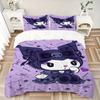 3pcs Cute Kuromi Printed Quilt Set - Soft and Comfortable Quilt Cover for Bedroom, Guest Room and Dormitory Decorative Bedding Set 1 Duvet C