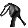 Etiqutte – sandales à texture serpent pour femmes, avec sangle à boucle, talons chaton de 8cm, robe OL, talons aiguilles, bout pointu, escarpins noirs et beiges, 34-43