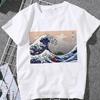 This Stylish Women's Summer T-shirt Features A Whale and Wave Print, in A Trendy Japanese Harajuku Style.Summer Streetwear Y2K