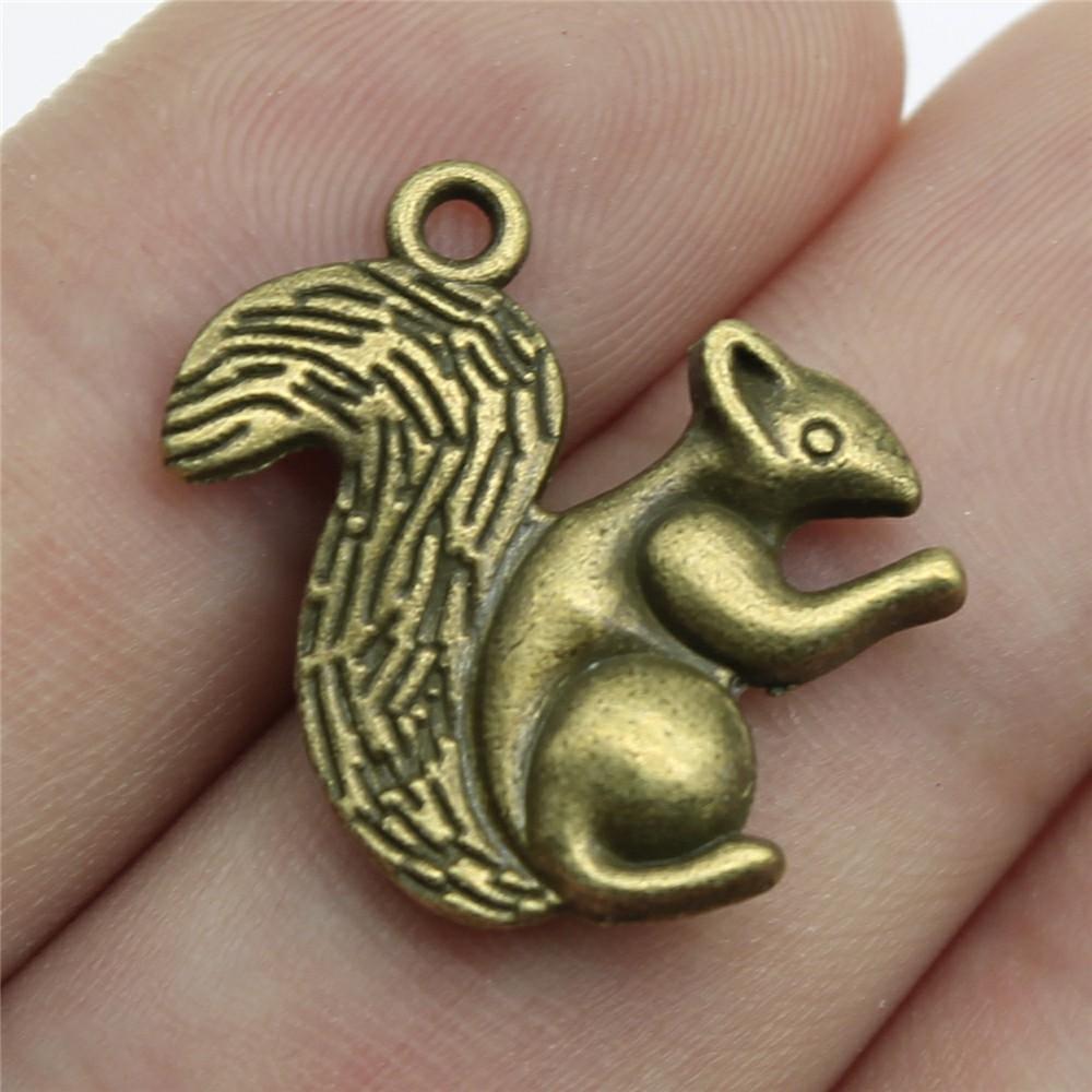 20pcs Animal Squirrel Charms Tibetan Bronze Silver Color Pendants Antique Jewelry Making DIY Handmade Craft