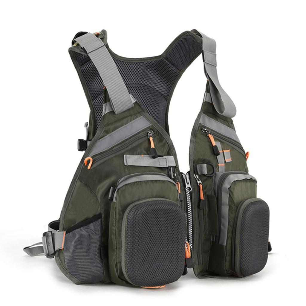 Fishing Vest with Pocket Outdoor Universal Detachable Protective Body Equipment Green Free Size