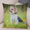 Cute Pet Animal Cushion Cover MINI Yorkshire Dog Polyester Pillowcase Decorative  Print  for Sofa Home Ca
