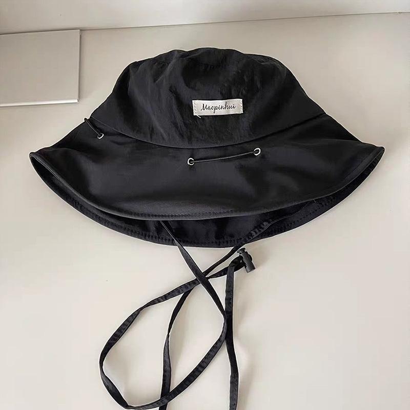 

Women Summer Quick-drying Fisherman Hat Large Brim Foldable Sunshade Bucket Cap Korean Girl Beach Travel Sun Protection Caps чорний
