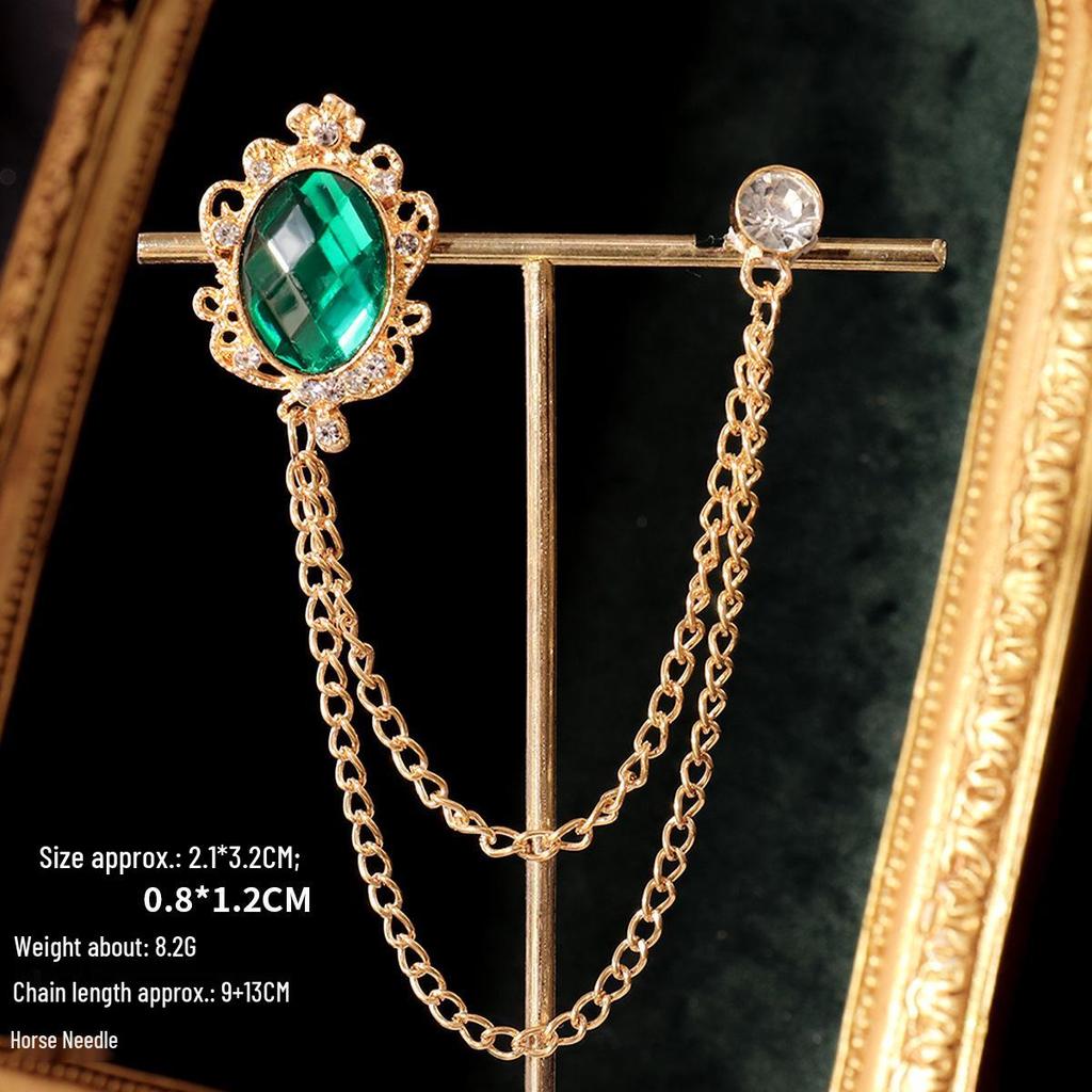 Baroque Rhinestone Pearl Corsage Necklace Brooch - Retro British Court Suit Accessory