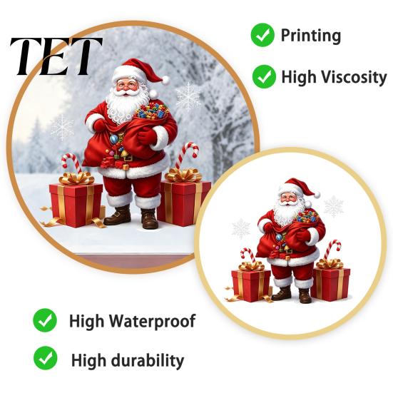 Holiday Glass Stickers Santa Claus Window Static Sticker, Reusable Waterproof PVC Christmas Decal, Decorative Festive Home Decor HD Printing